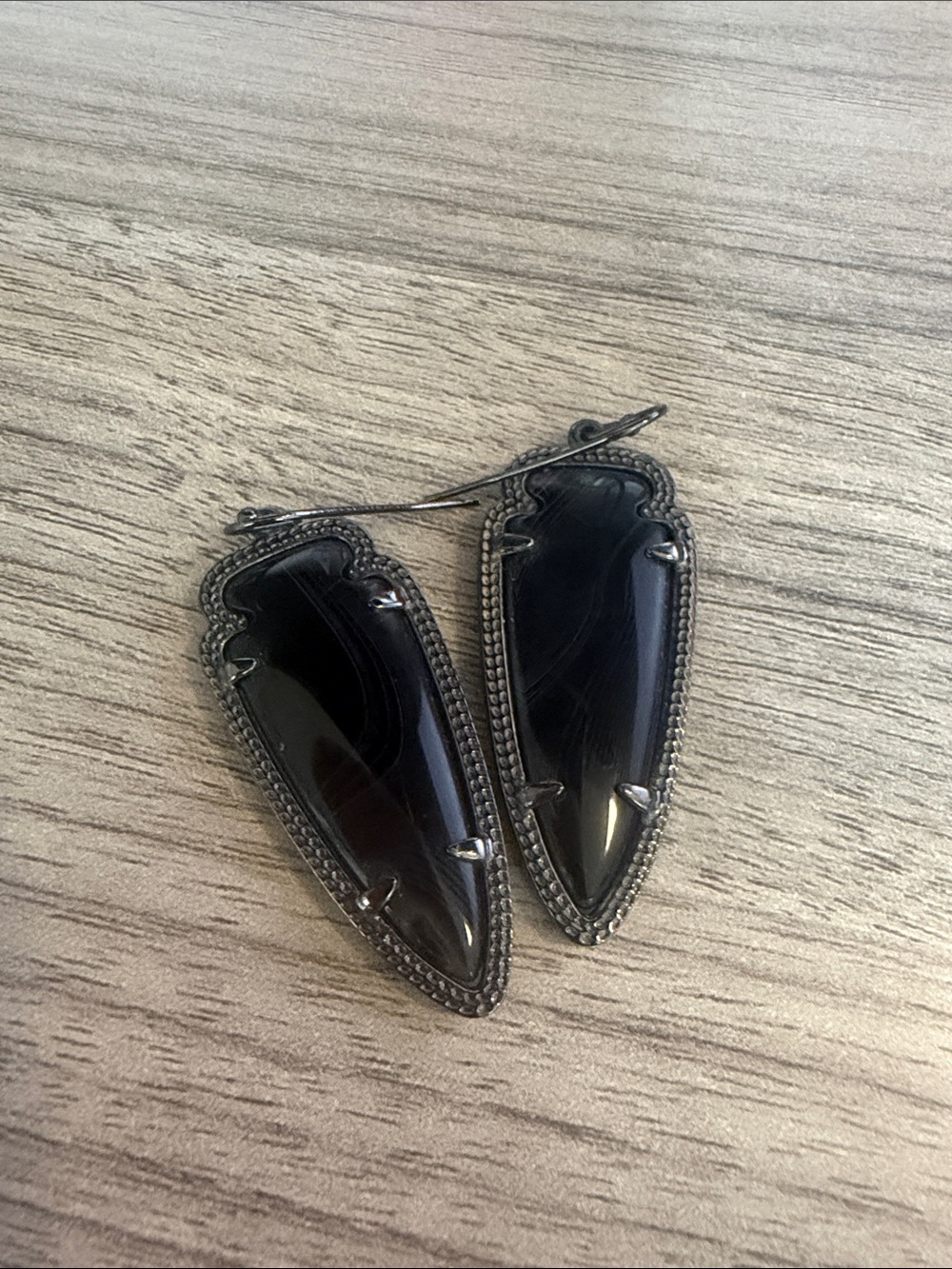 Kendra Scott Black Drop Earrings with Silver-Tone Frame